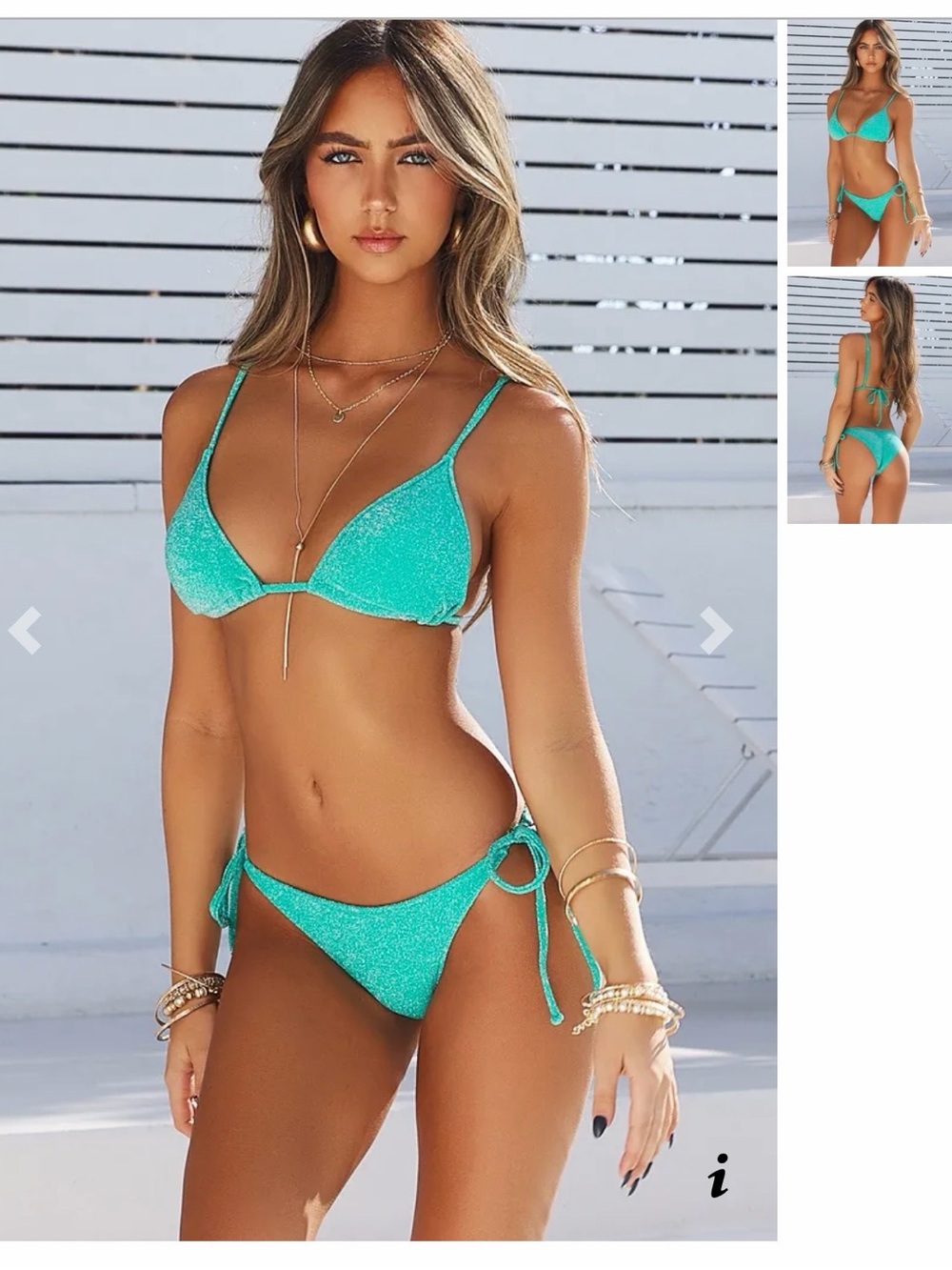 NWOT - Doll Swimwear Sparkling Aqua Green Triangle Bikini Top - M